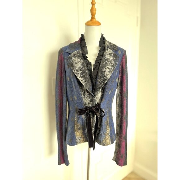 VTG Alberto Makali Jacket Womens L Abstract Boho Velvet Dark Romance Made in USA - Picture 2 of 16
